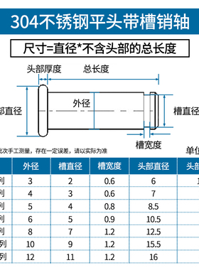 304不锈钢卡簧销轴平头带槽销轴插销定位圆柱销M3M4M5M6M8M10M12