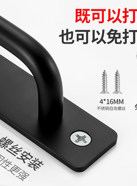 免打孔木门玻璃明装门把手衣柜拉手黑色推拉门移门老式门谷仓大门