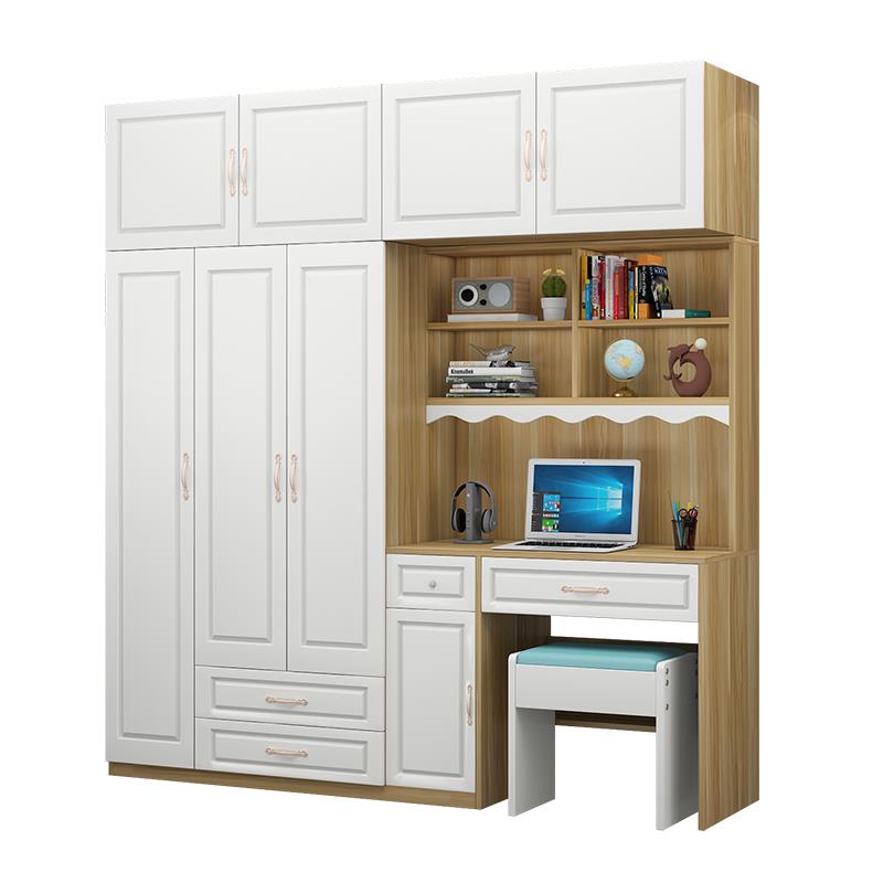 欧式电脑桌+衣柜+书柜+书架组合简易儿童学习桌一体一体桌 - 图3