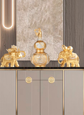 新中式大a象摆件家居玄关电视酒柜领导办公室装饰品葫芦开业送礼