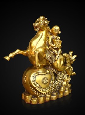 纯铜马上封侯生肖猴摆件室内客厅桌面马上M传令马上猴马到成功礼