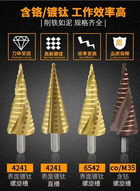 宝塔钻头多功能开孔器金属打孔不锈钢铁锥形万能阶梯钻头扩孔