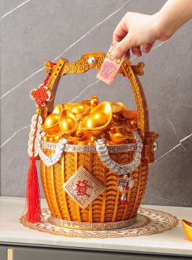 家居客厅斗柜开放格摆件财源滚滚元宝一桶金N存钱罐屋内摆设装饰