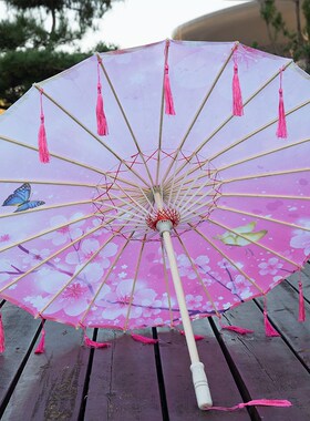 花好月圆流苏花瓣伞油纸伞中国风走秀伞舞蹈演出伞道具古装绸布伞