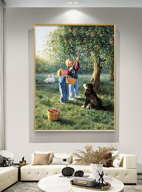 手绘油画人物现代简约玄关挂画美式客厅餐厅卧室床头儿童房装饰画