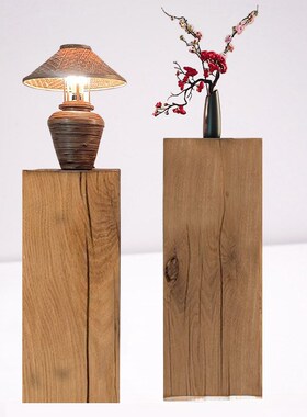 侘寂风方形原木碳化实木墩v子树桩底座摆件民宿客厅茶几小边几矮