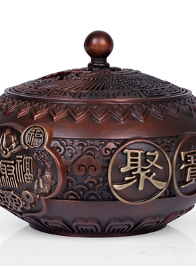 纯铜聚宝盆香炉彩铜室内香t炉香薰炉仿古檀香炉熏香炉供佛熏香摆