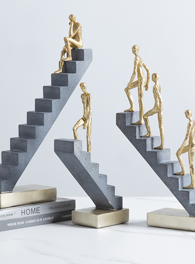 轻奢升上楼阶g梯人物抽象艺术品办公室摆件装饰品简约