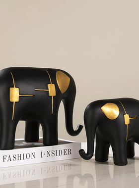 极简大象抽象树脂摆件客厅玄关酒店办公室北欧轻X奢高档装饰品