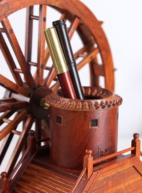 办公室摆件领导桌面装饰工艺A品笔筒红木商务摆设创意装饰礼品