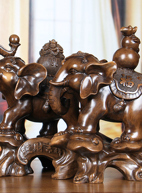 大象摆件招财象一对吉象r客厅酒柜玄关装饰搬新家礼物乔迁新居礼