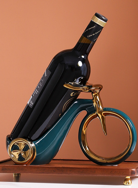 酒柜装饰品摆件轻l奢高档红酒架收纳客厅餐边柜创意单车工艺品