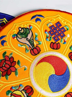 藏式八吉祥十f字铃杵垫子法器垫 手工刺绣手鼓垫防滑 多色可选