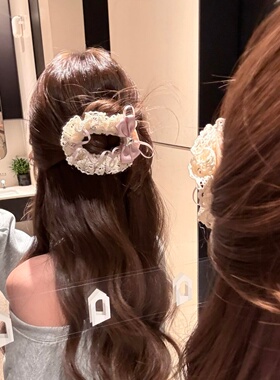 芭蕾风粉色蕾丝鲍鱼夹发夹蝴蝶结