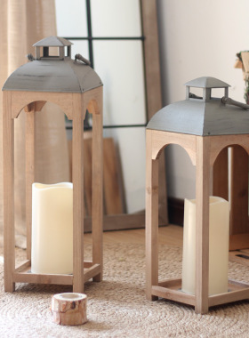 侘寂风日式原木风m灯奶油风实木烛台桌面装饰摆件民宿法式工艺品