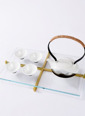 欧式轻奢现代简水晶托盘摆盘摆件样板房售楼处软装饰品收纳摆设