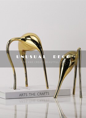 简约欧式轻奢铜质几何异形摆件样板房售楼O处客厅书柜软装饰品