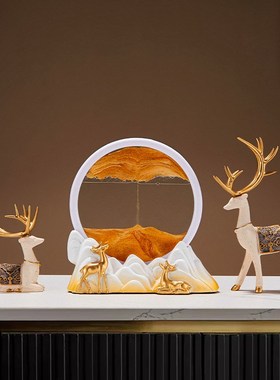 招财鹿流沙画摆件家居客厅酒柜装饰品玄关电视柜新房Y乔迁新居礼