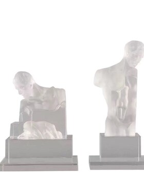 新中式雕塑人物透明树脂摆x件创意软装酒店样板房间售楼处饰品