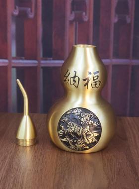 黄铜麒麟葫芦拉丝百福安康葫芦中式办公室装饰铜工艺品家居摆件