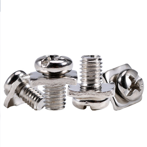 镀镍圆头二组合螺丝十字盘头螺丝钉方垫接线端子压线螺钉M3.5M4M5 - 图1