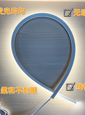LED扇形硅胶灯带条软套管12v低压三角发光90度免开槽线形硅胶灯槽