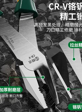 胜达工具 重型偏心省力钢丝钳 老虎钳 家用电工剪切钳子
