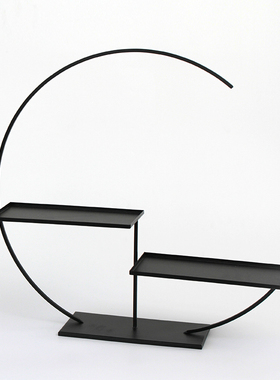 新中式铁艺茶棚花瓶摆件s售楼茶具收纳展示博古架茶庄杯架客厅摆