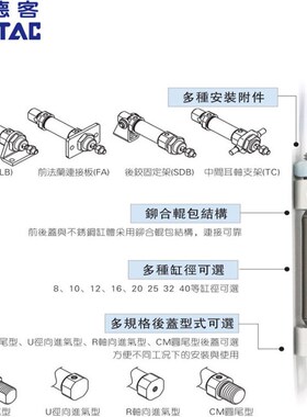 亚德客MF40X10X25X30X40X50X75X100X125X150X175X200S不锈钢气缸