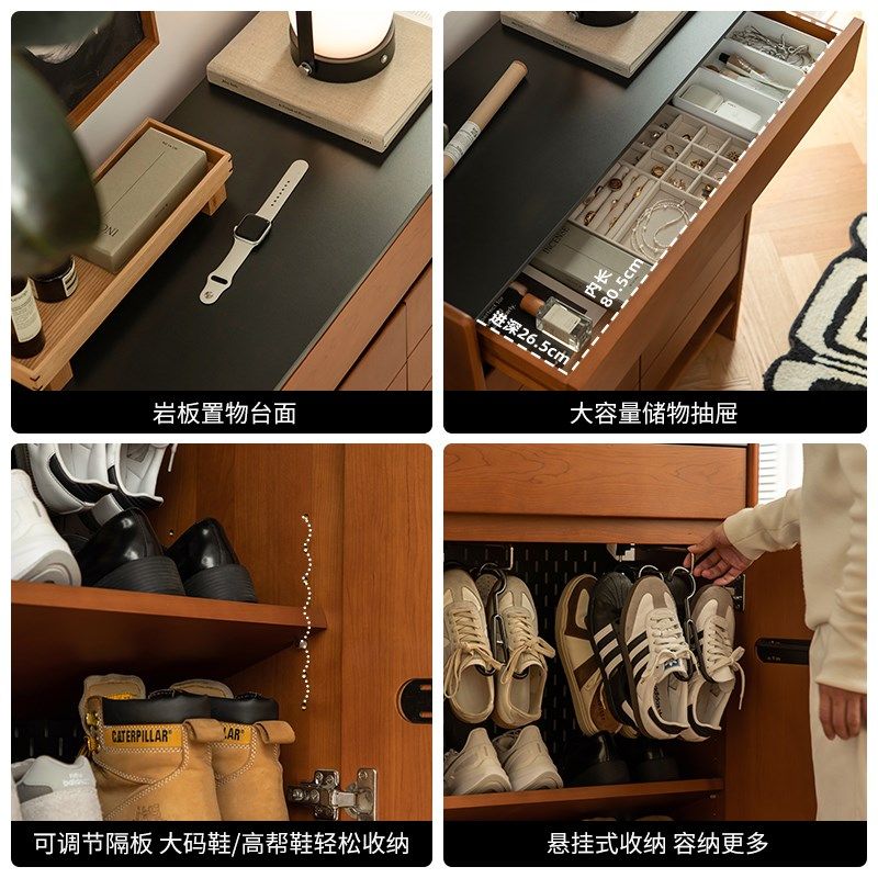 泡沫小敏家具北欧复古实木鞋柜小户型门口超薄置物柜大容量玄关柜,淘宝优惠券,粉丝福利购,淘宝优惠卷