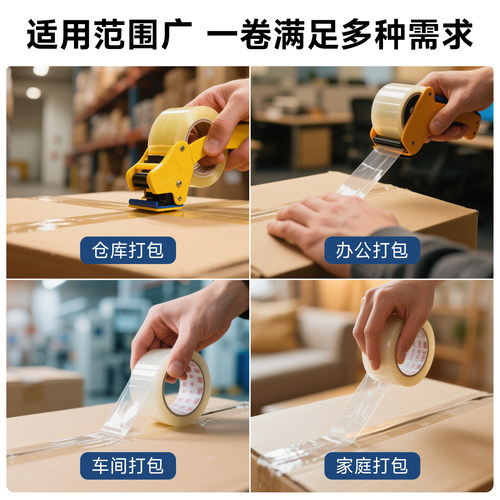 透明封箱胶带快递打包装高粘不易断胶纸封口工厂大卷批发定制整箱 - 图0