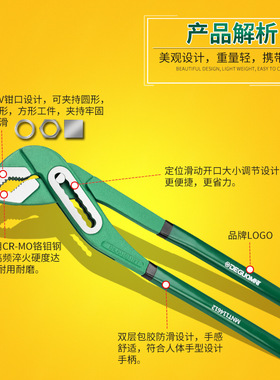 德国美耐特水泵钳子开口钳8寸10寸12寸管道扳手可调式万用工业级