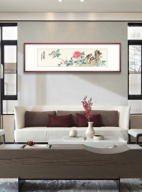新品 中式装饰画新中式q客厅卧室书房背景墙挂画牡丹国画 玉堂春