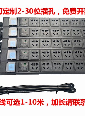 电管佳机柜电源PDU10位12位16位20位10A新国标防雷浪涌超长排插座