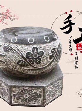 石雕柱墩石青石i柱门口柱脚石家用仿古柱子摆件 柱顶石底座石墩子