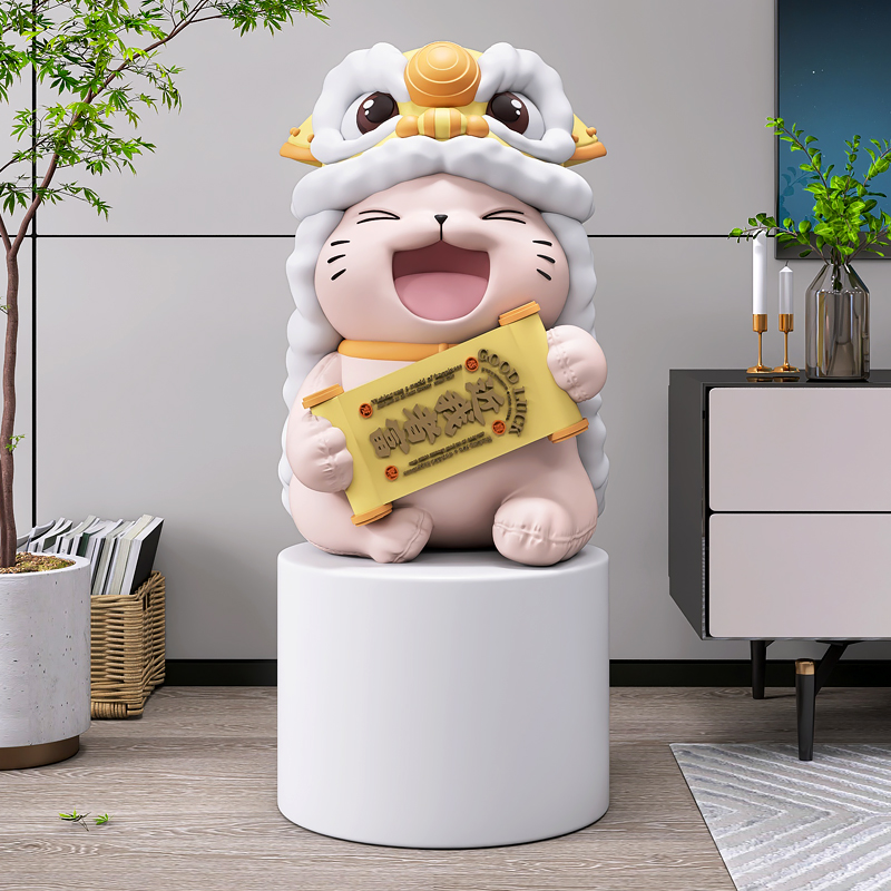 国潮醒狮落地摆件客厅p电视柜边家居饰品招财开业礼物乔迁新居礼 - 图1