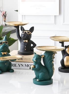 门口玄关钥匙收纳摆件轻奢x风装饰品北欧酒柜创意家居饰品