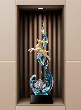 风生水起入户玄关装饰摆饰轻奢高档客厅J招财电视柜酒柜壁龛装饰