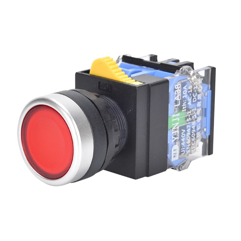 军御按钮开关按压式LA38-11BN电源带自锁圆形启动停止自复位22MM - 图3