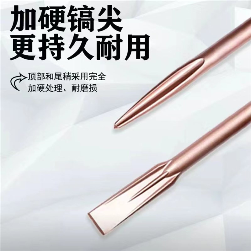 电锤电镐冲击钻头方柄圆柄六角柄65A尖凿扁凿铲子玫瑰金自磨凿子 - 图2