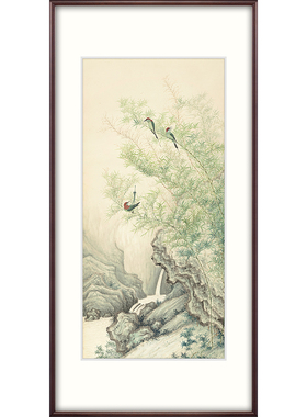新中式玄关装饰画入户走廊过道挂画竹子国画 王飞涯X 晨溪竹语图