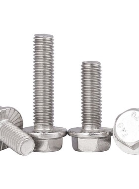 304不锈钢法兰面外六角螺栓带垫防滑螺丝M5M6M8M10M12*16-20-60mm