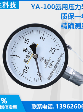 YA100 2.5MPa 氨气压力表  氨用压力表 苏州轩胜仪表科技有限公司