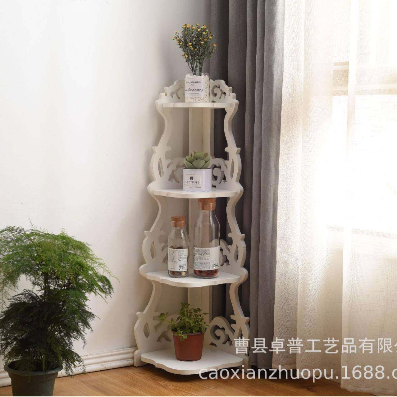 简白色木质花架卧室家用落A3地角落置收约物架多层纳展示架储物架,淘宝优惠券,粉丝福利购,淘宝优惠卷