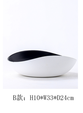 现代家居简约黑白哑光陶瓷碗果盘摆件样板房间客厅T餐桌茶几装饰