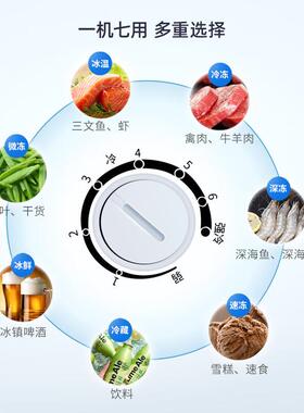 美菱冰柜220L家用双温双箱小型冷柜商用大容量冷藏冷冻柜卧式冰箱