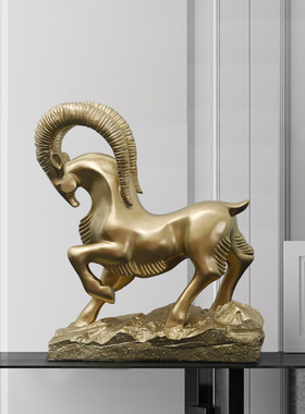 创意招财领头羊山羊摆件办公室客厅电视柜三羊开泰桌面装饰品摆设