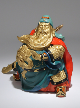 国潮全铜摆件《威武小关公》铜工艺品 中式酒柜书房家居饰品 送礼