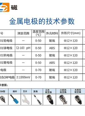 上海雷磁金属电极铂电极213-01银电极216钠电极银电极钨电极215