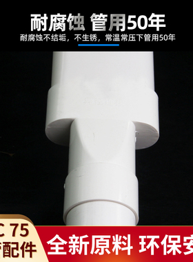 pvc排水扁管 75椭圆管扁配件卫生间马桶移位器下水扁三通弯头直接